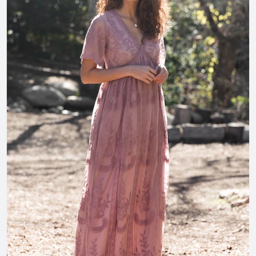 Pinkblush Mauve Lace Maternity Maxi Dress - Picture 2 of 10